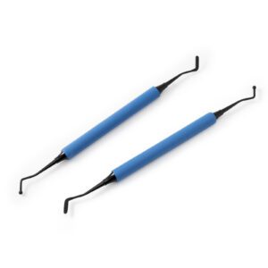 Mikrorakla dwustronna Double Head Spoon Tips z niebieskim uchwytem piankowym