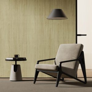 Jasny laminat architektoniczny ES-587 orzech w aranżacji nowoczesnego salonu